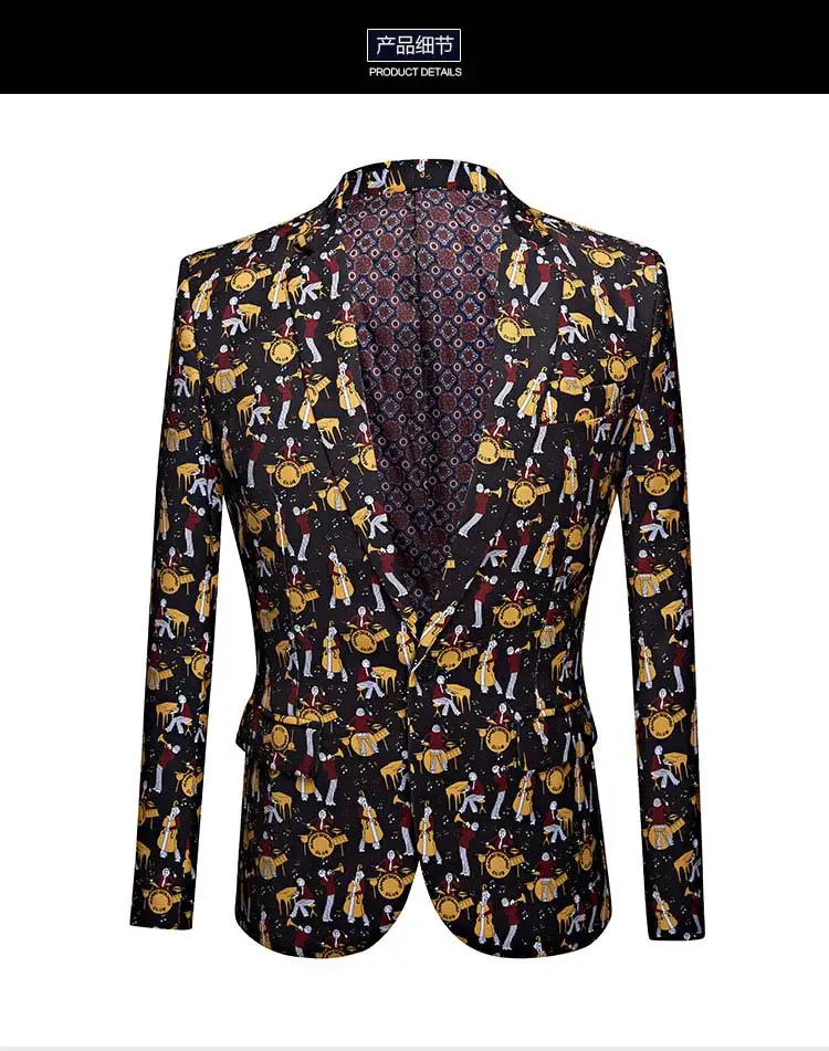 Костюмы для мужчин модный бутик печати мужской костюм Slim Fit Двухсекционный мужской формальные деловые случайные костюмы