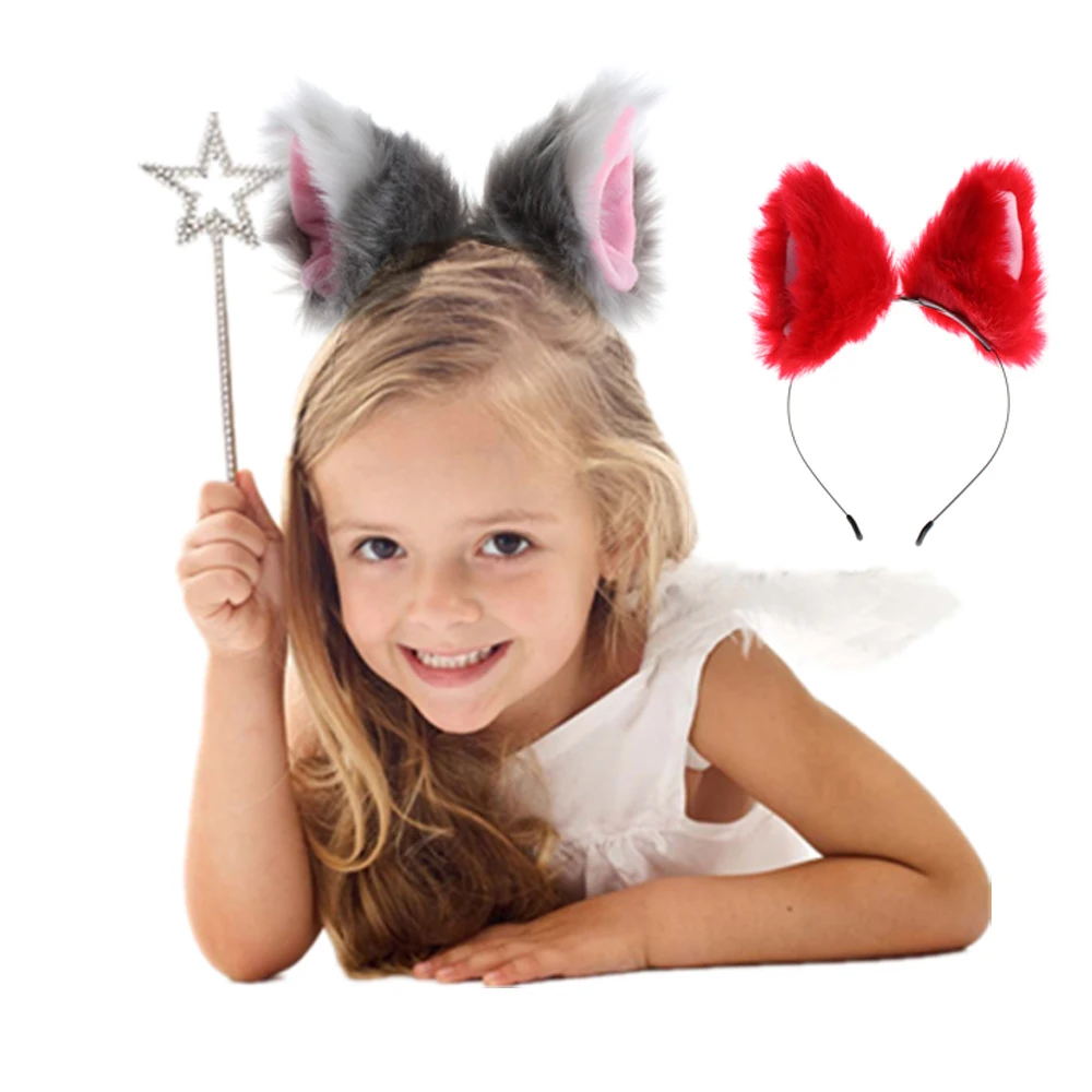 Милые меховые заколки кошачьи ушки ручной работы мягкая плюшевая повязка для