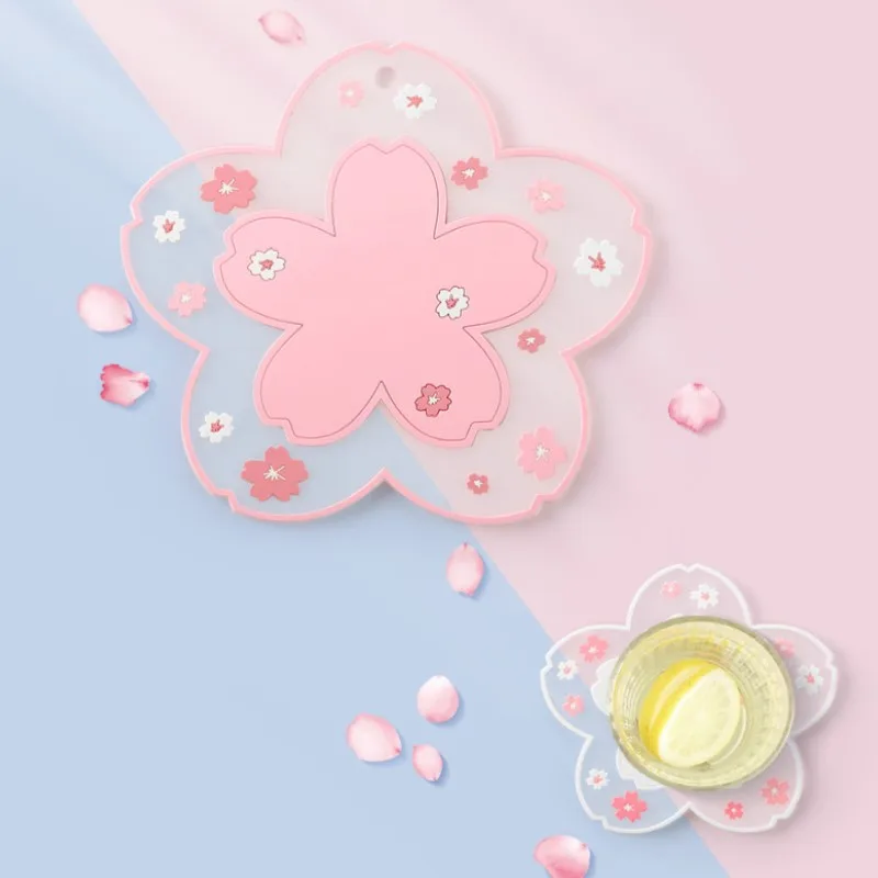 Japan Style Cherry Blossom Heat Insulation Table Mat Tea Cup Milk Mug Coffee Anti-skid Pads Kitchen Accessories | Дом и сад