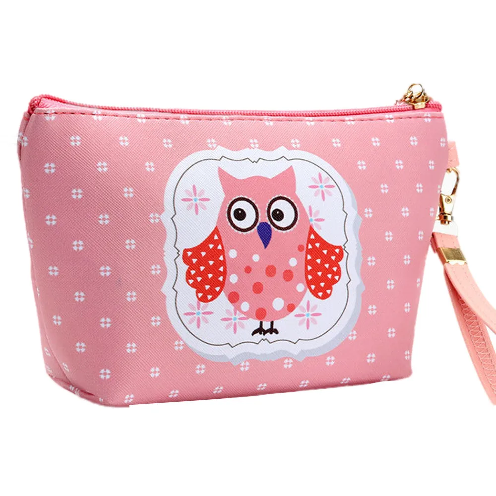 Портативный косметический чехол Сова сумка на молнии туалетный Органайзер