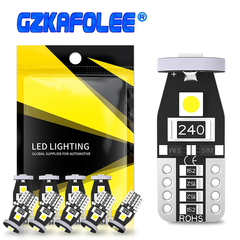 

10x canbus T10 W5W Led Bulb Car Wedge Parking Light Turn Side Bulbs Instrument Lamp Auto License Plate Light 168 High Brighter