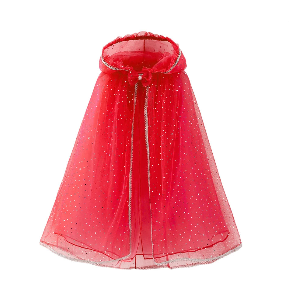 Red sequins cloak Костюм принцессы Авроры для костюмированной вечеринки; платье Спящей красавицы; детское нарядное бальное платье; детское платье Авроры на день рождения; платье на Хэллоуин для девочек - Цвет: Red sequins cloak