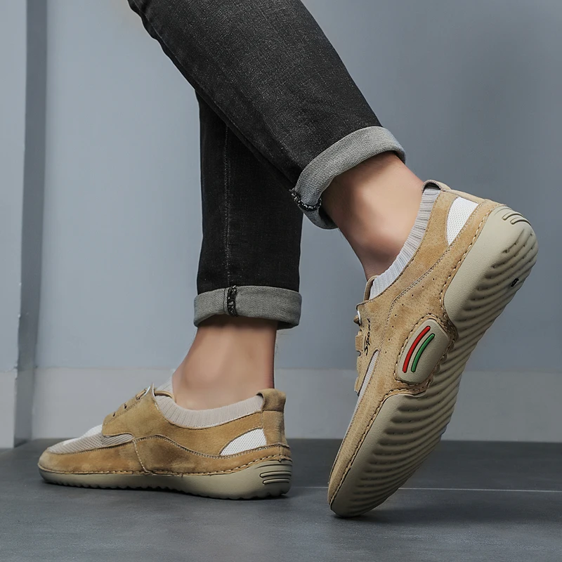 

2021 Men Shoes Sneakers Casual Genuine Leather Shoes Lace Up Driving Moccasins Spring Summer Men Shoes Outdoor Footwear Siez 46