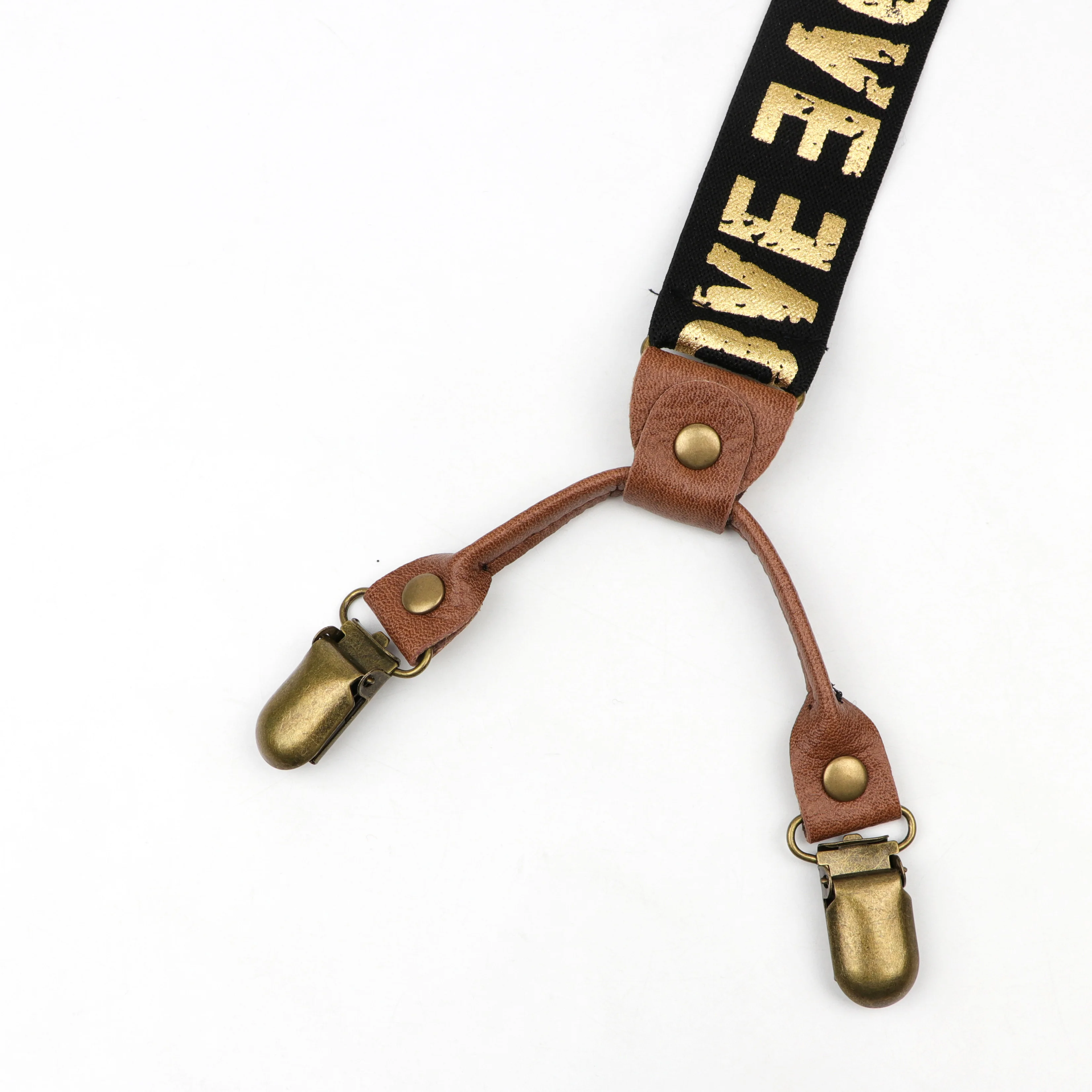 Детские подтяжки с надписью Love золотистые серебристые y образной спинкой