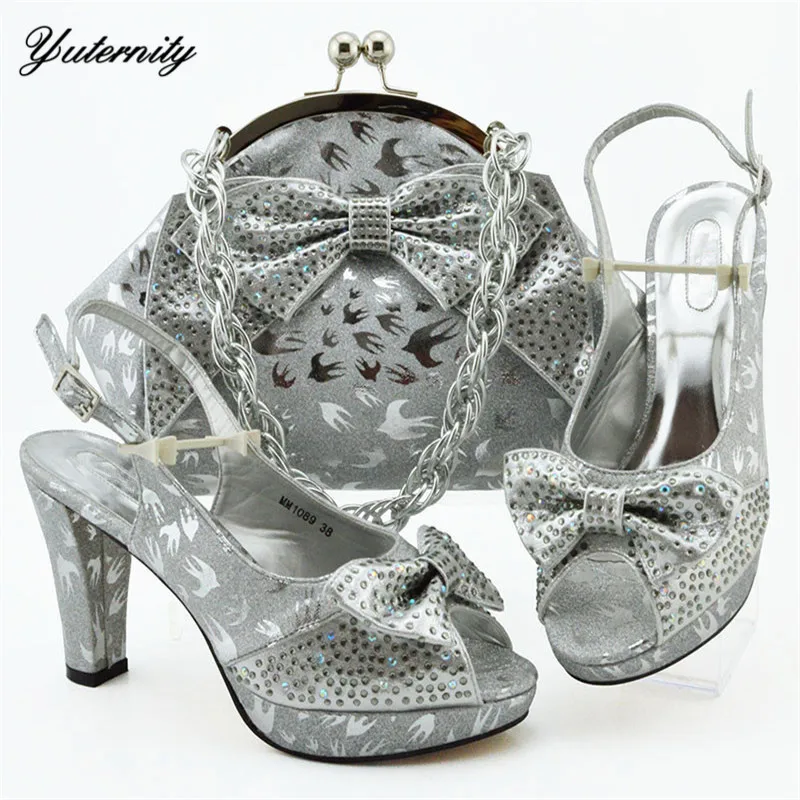 2020 г. Хит продаж нигерийские сандалии с камнями комплект из обуви и сумки