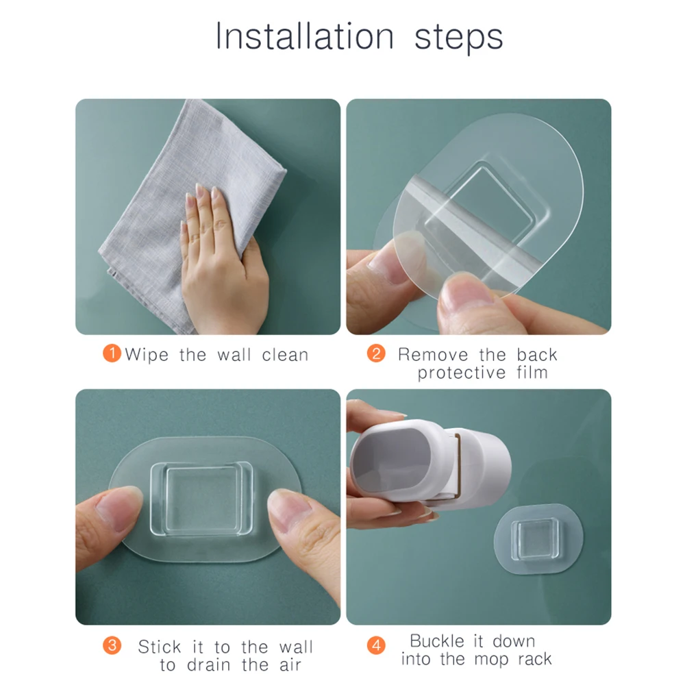 

1Pcs Mop Holder Home Multi-Function Adhesive Wall Mounted Mop Holder Organizer Bathroom Brush Broom Hanger Rack