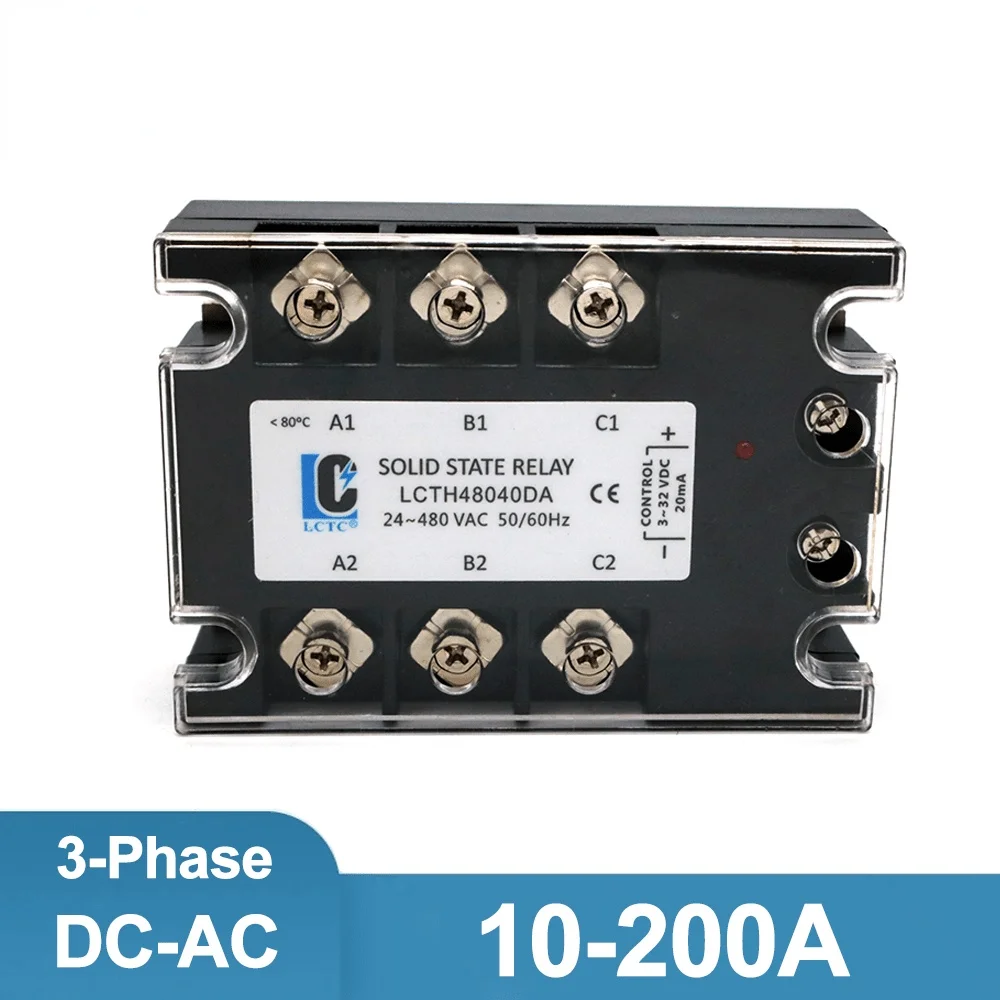 

3 Phase SSR 10DA 25DA 40DA 60DA 80DA 100DA 120A 3-32V DC Control 24-480V AC Three Phase Solid State Relay DC-AC Free shipping