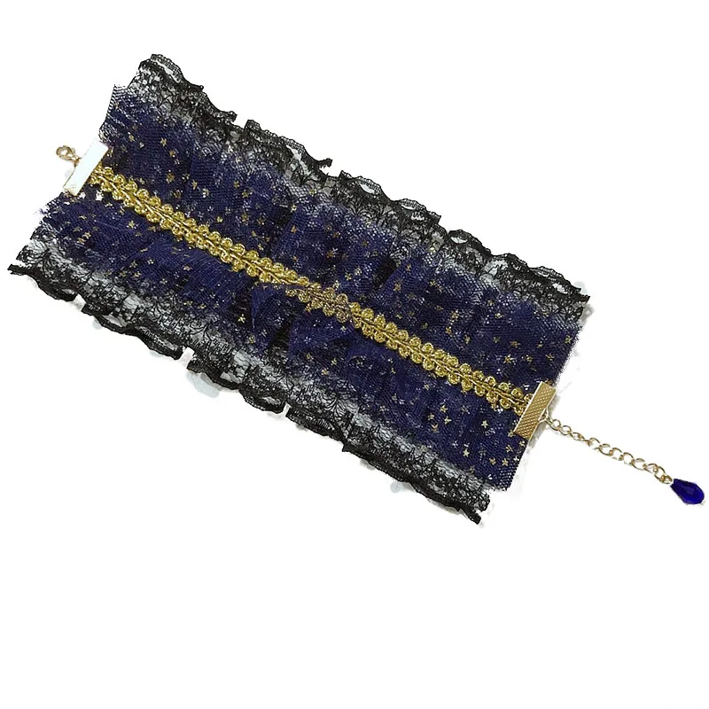 Повязка на голову женская в готическом стиле кружевная лента с жемчужным бантом