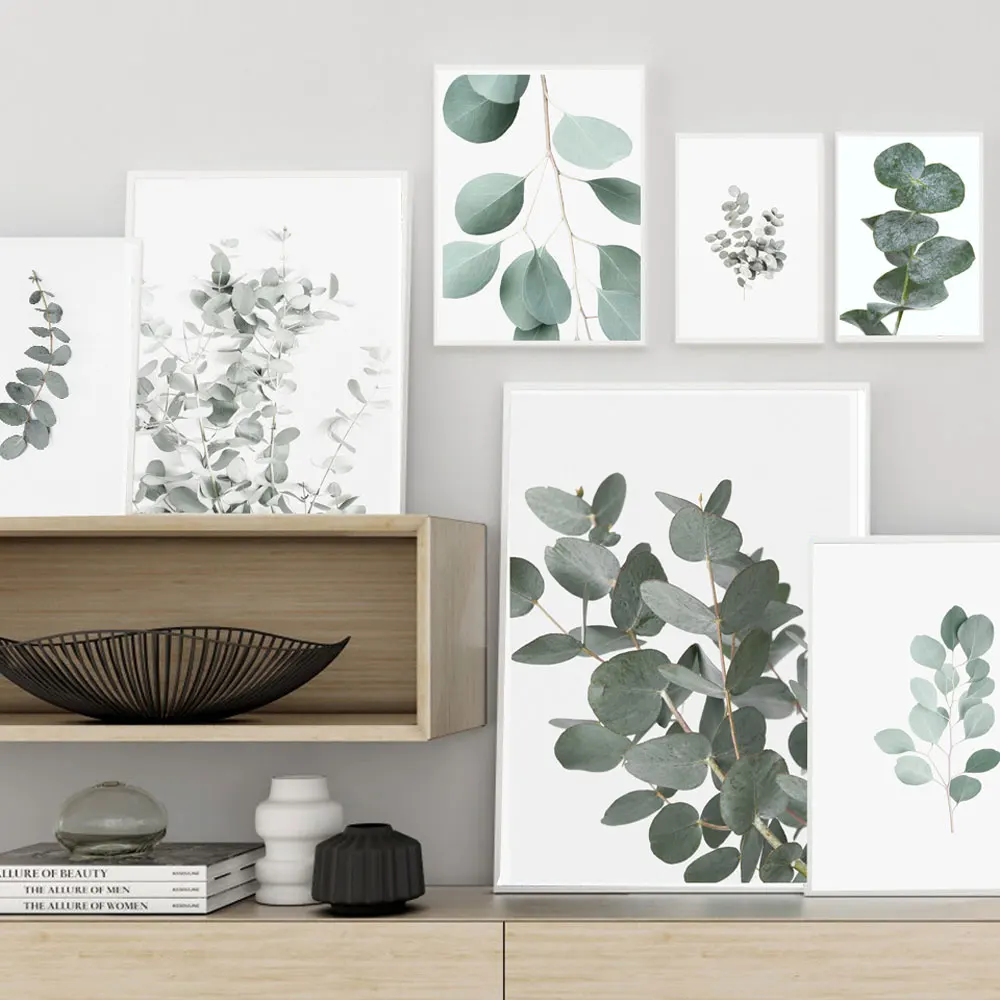 Эвкалипт зеленое искусство ботаническая Картина на холсте деревенский декор