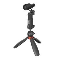 comica multi functional smartphone kit with mini microphone ball head tripod phone holder 3 5mm trs to trrs cable carrying bag