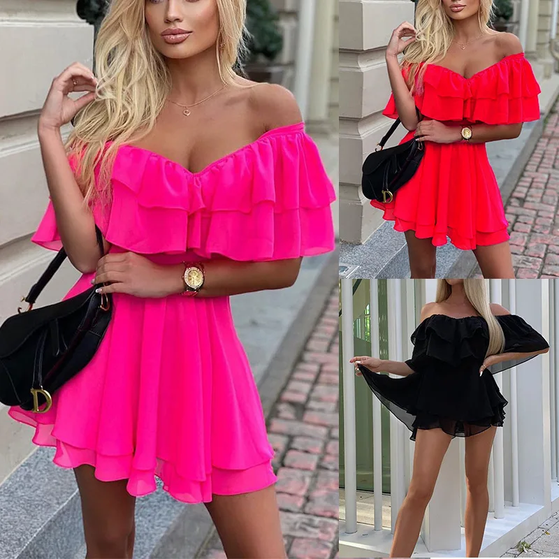

Slim slimming V-neck strapless A-line skirt fashion dress sexy temperament dress