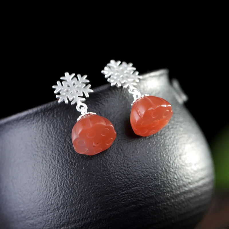 S925 Стерлинговое Серебро с инкрустированными натуральными южнокрасными