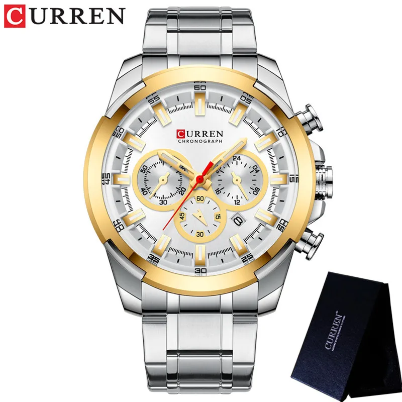 Часы наручные CURREN Мужские с хронографом водонепроницаемые брендовые Роскошные