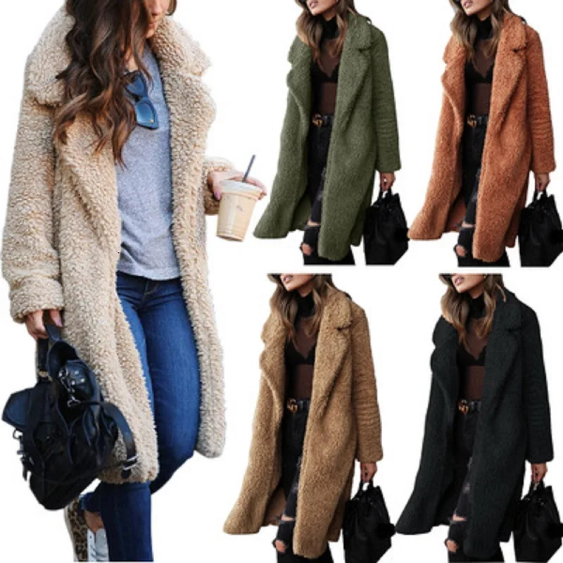 

Женский кашемировый Тренч средней длины, Однотонное шерстяное пальто с длинным рукавом, верхняя одежда, пальто, Осень-зима