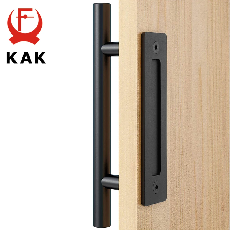 KAK-Juego de manijas de puerta de alta resistencia, manija de puerta de Granero deslizante, diseño rústico de dos lados, Hardware de manija de puerta de 12