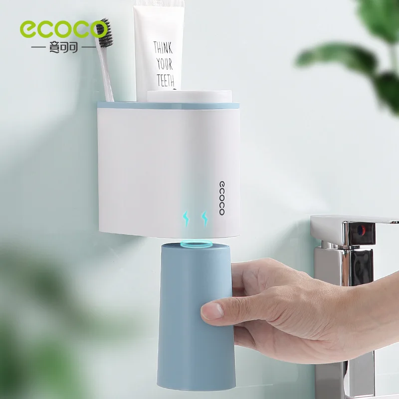 

Держатель для зубных щеток ecoco с магнитными чашками, для хранения зубных щеток с защитой от пыли, настенный держатель для ванной комнаты, для...