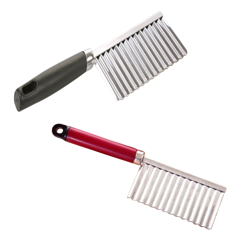 New Stainless Steel Potato Chip Slicer Dough Vegetable Fruit Crinkle Wavy Knife Cutter Chopper French Fry Maker | Дом и сад