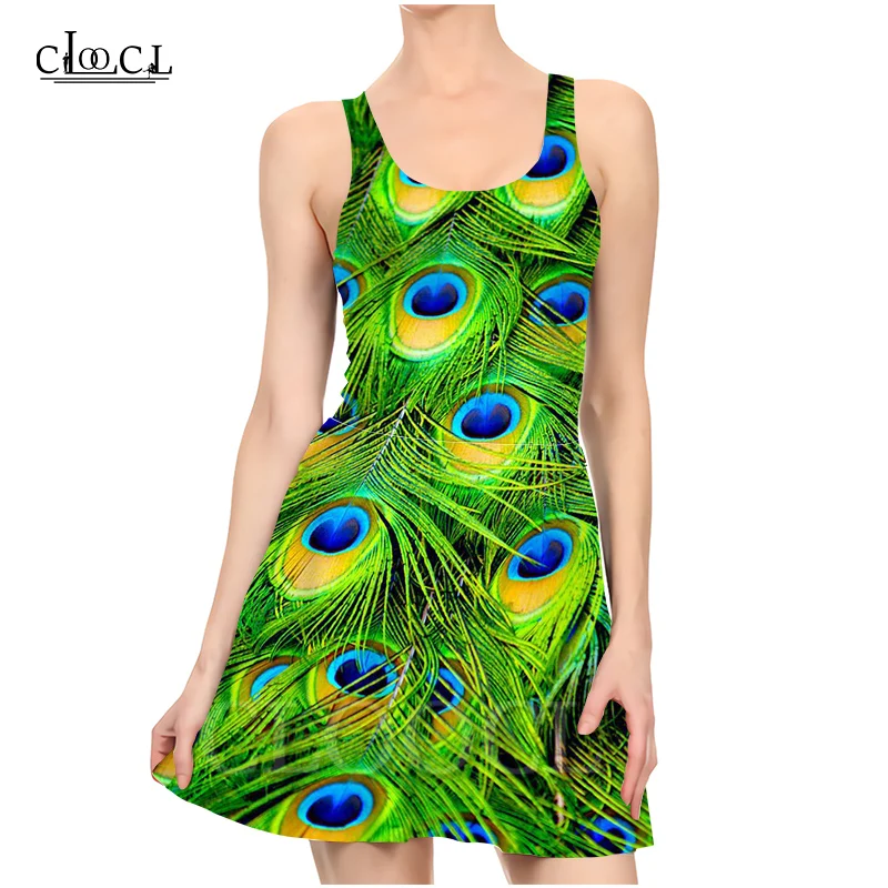 Новое модное женское летнее платье CLOOCL с красочными перьями для вечерние