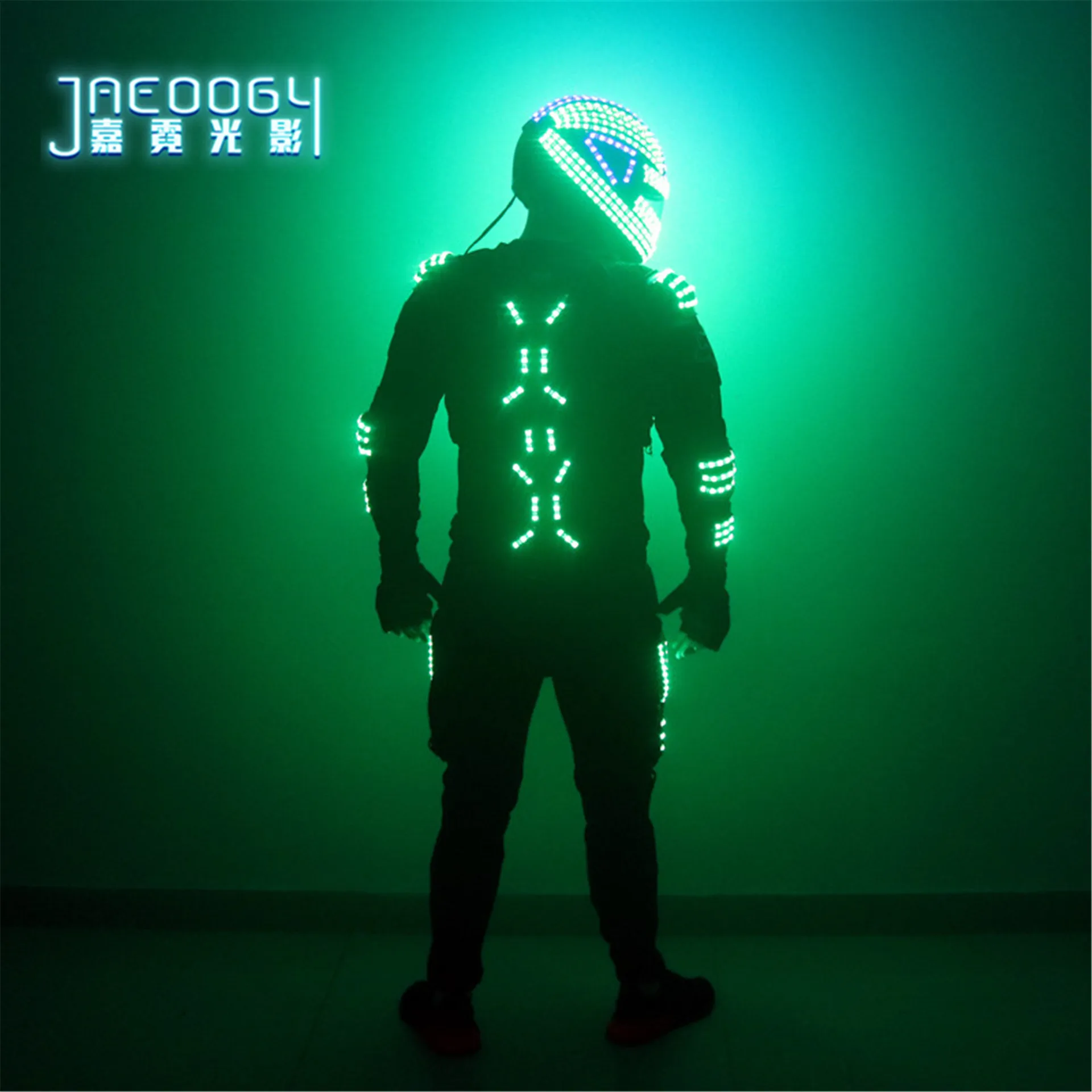 LED robot costume stage RGB glowing jacket dancer wearing cosplay laser gloves nightclub party man lighting up | Дом и сад