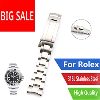 carlywet 20 21mm silver brushed watch band steel screw link replacement wrist bracelet flip lock clasp for rolex oyster deepsea
