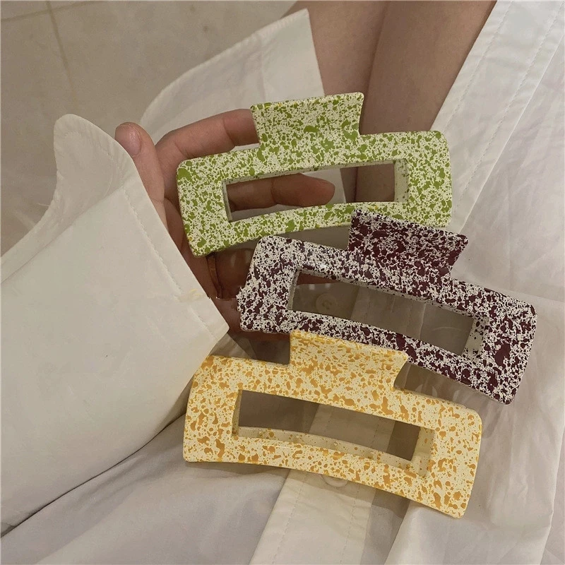 

Korea Fashion Candy Color Geometric Rectangle Acrylic Big Hair Claw Clips Hair Claws Rectangle Hair Clip for Women