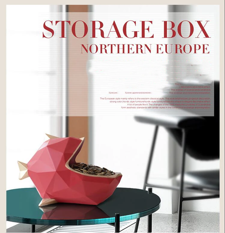 

Nordic 3D Geometric Multi-purpose Big Mouth Fish Key Storage Box Resin Craft Home Debris Dried Fruit Plate Animal Ornament Decor