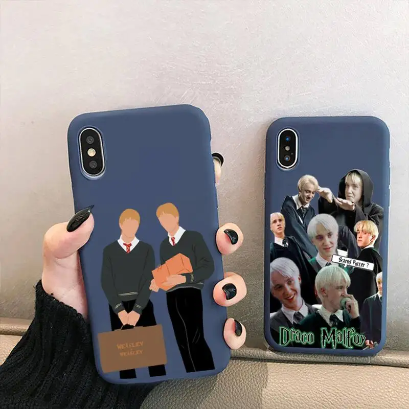 Draco Malfoy Weasley Twins чехол для телефона iPhone 12 mini 11 Pro XS MAX X XR 7 8 6 Plus яркий цвет СИНИЙ