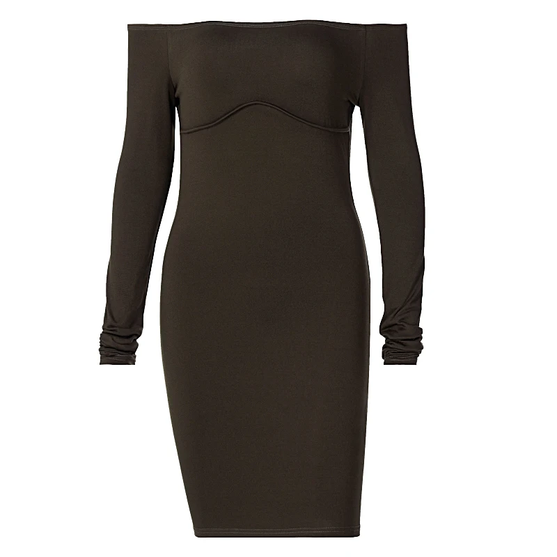 

2021 Fashion Women Dress Women Sexy Sleeveless Solid Knitted Ankle-Length Party Dress Slim Elastics Off Shoulder Dress Cotton