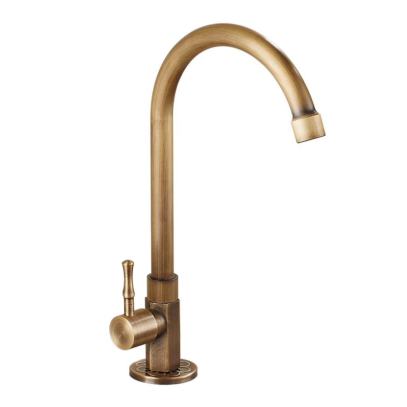 high quality faucet brass classic gooseneck single lever only cold kitchen sink faucet outdoor tap bronze brushed finish free global shipping