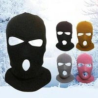 full face cover ski balaclava hat 3 holes mask army tactical cs winter riding mask windproof knit hats beanies warm unisex caps