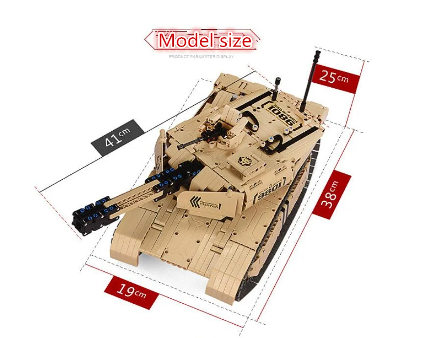 

New 9801 Military Series The RC M1A2 Abrams Main Battle Tank Model Building Blocks Set Classic Toys For Children