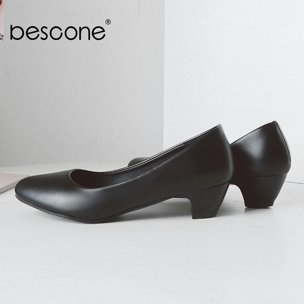 BESCONE/модные женские туфли лодочки ручной работы Повседневные на среднем каблуке