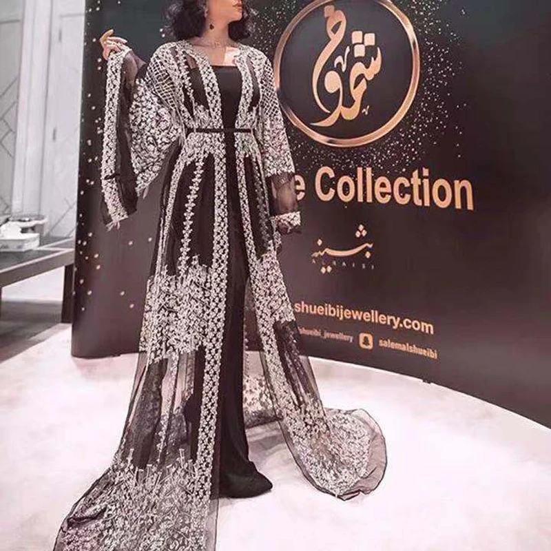 

Muslim Robe Dubai Abaya Caftan Abaya Women Turkey Islamic Clothing Loose Ramadan Eid Mubarak Street Wear Elegant Embroidery 2021