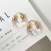 niche retro temperament advanced transparent earrings simple personality thick circle earrings with bloggers