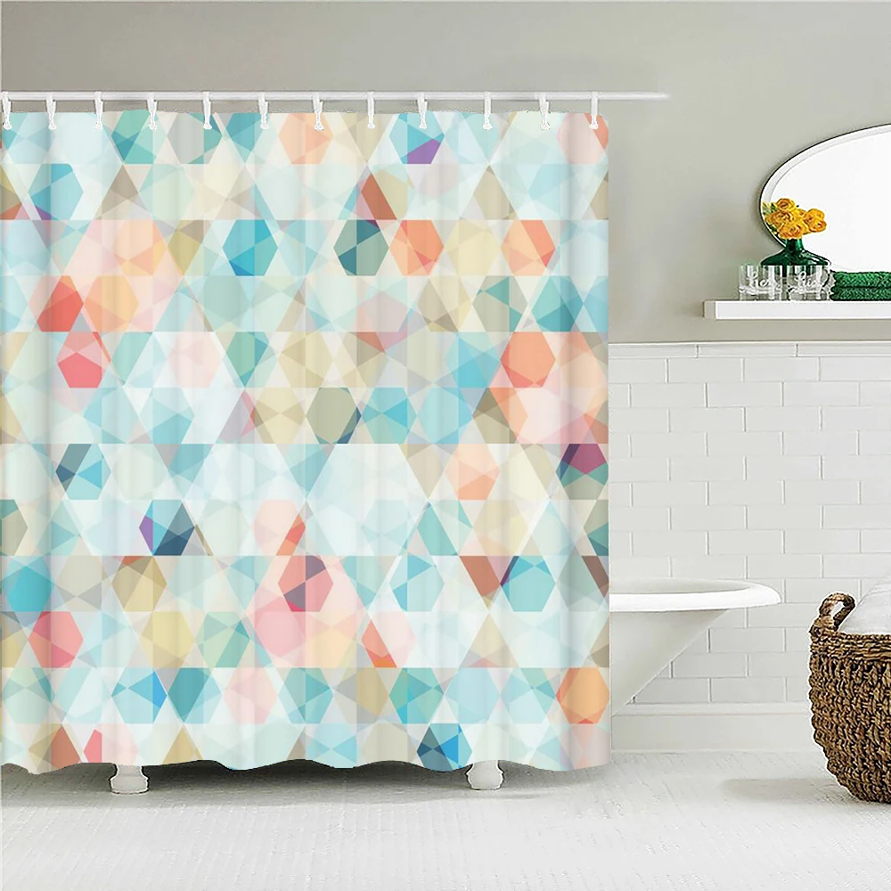 

Полиэстерная водонепроницаемая занавеска для душа с геометрическим узором