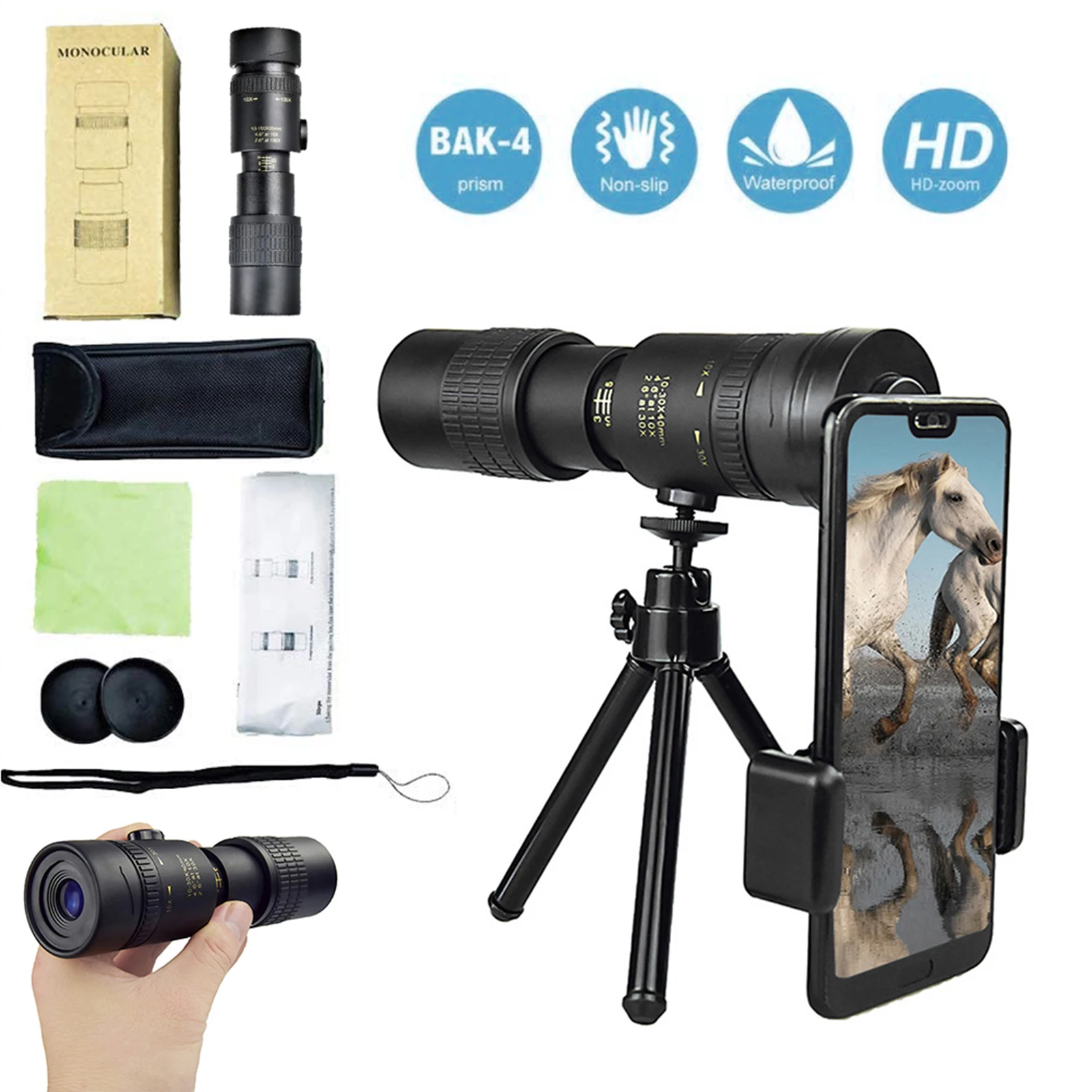 

4K 10-300X40mm Super Telephoto Zoom Monocular Telescope Portable Telescopio Camping Night Vision Telescopes Dropshipping Travel