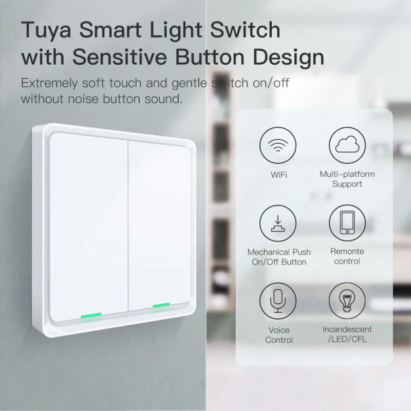 

Tuya Smart WiFi жизнь Беспроводной настенного выключателя нулевой провод требуется мульти-Управление светильник приложение Smart Life работает с Amazon ...