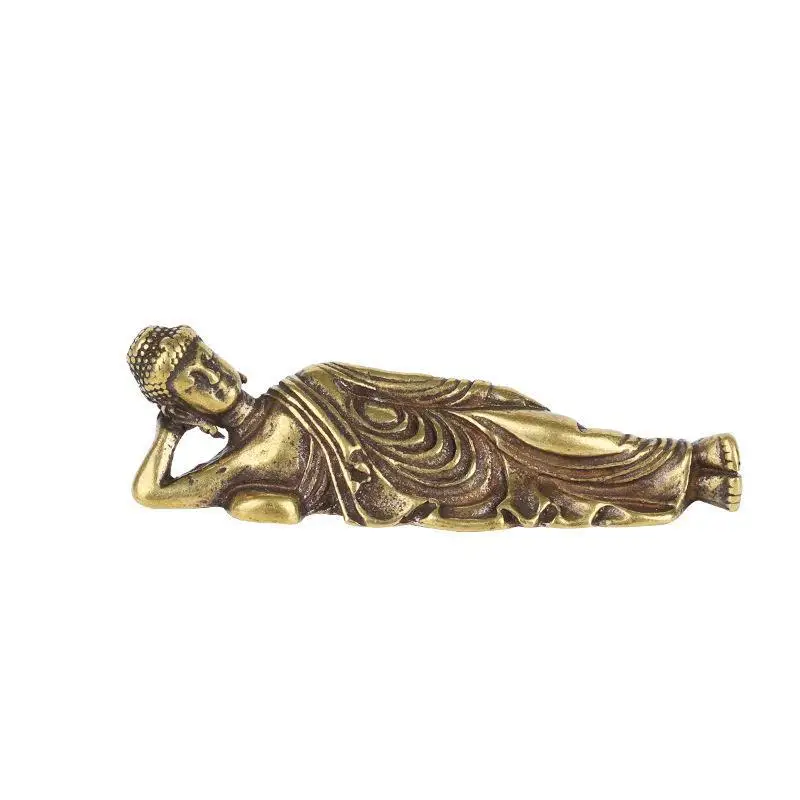 Мини Ретро Золотой лежащий Статуэтка Будда Амитабха статуэтки Будды медные из