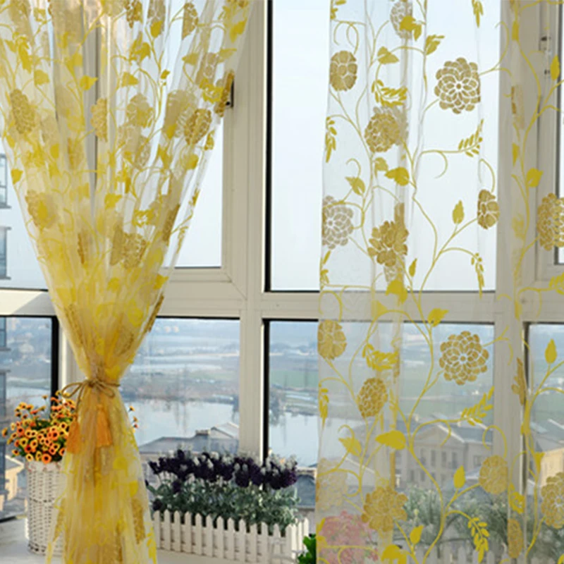 

New Fashion Window Gauze Bronzing Gauze Home Decoration Tulle Glass Screen Curtain Living Room Balcony Window Screening