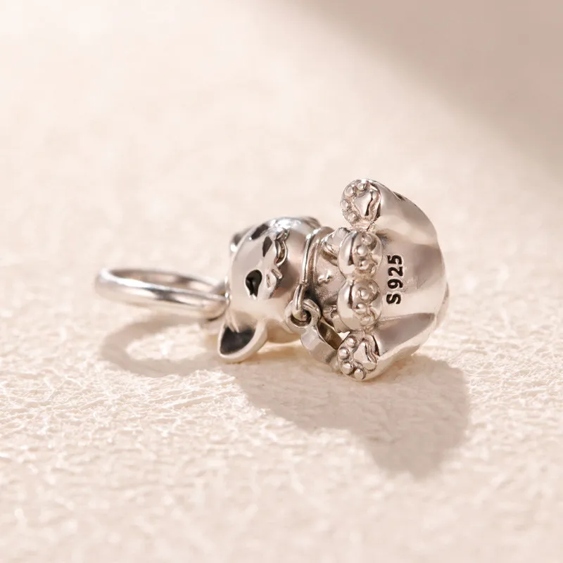 Модель 925 подвеска в виде милой кошки подходят для браслетов и ожерелий с