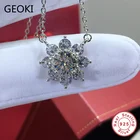Geoki 925 стерлингового серебра прошел Diamond тесты D Цвет VVS1 Муассанит звезда природные ожерелья cо снежинками роскошные свадебные ювелирные изделия