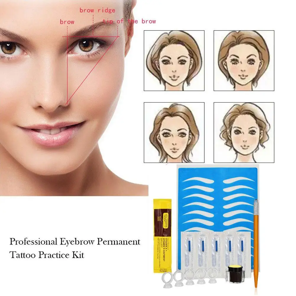 1 Set 3D Professional Permanent Makeup Microblading Tattoo Training Kits Eyebrow Tattoo Practice Makeup Beauty Tattoo Tools Kit