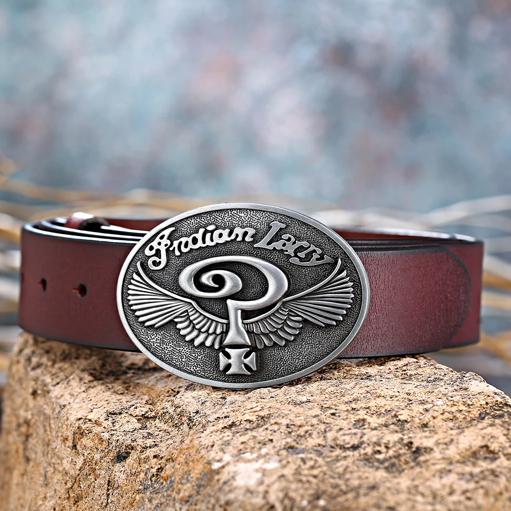 

Western cowboy men's leather belts with alloy smooth buckle 1.5 inch Fashion belt One-piece button
