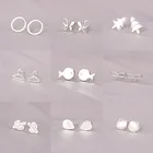 Серьги-гвоздики S925silver для женщин и девушек, модные минималистичные серьги в виде черепа, призрака, музыки, ювелирные изделия