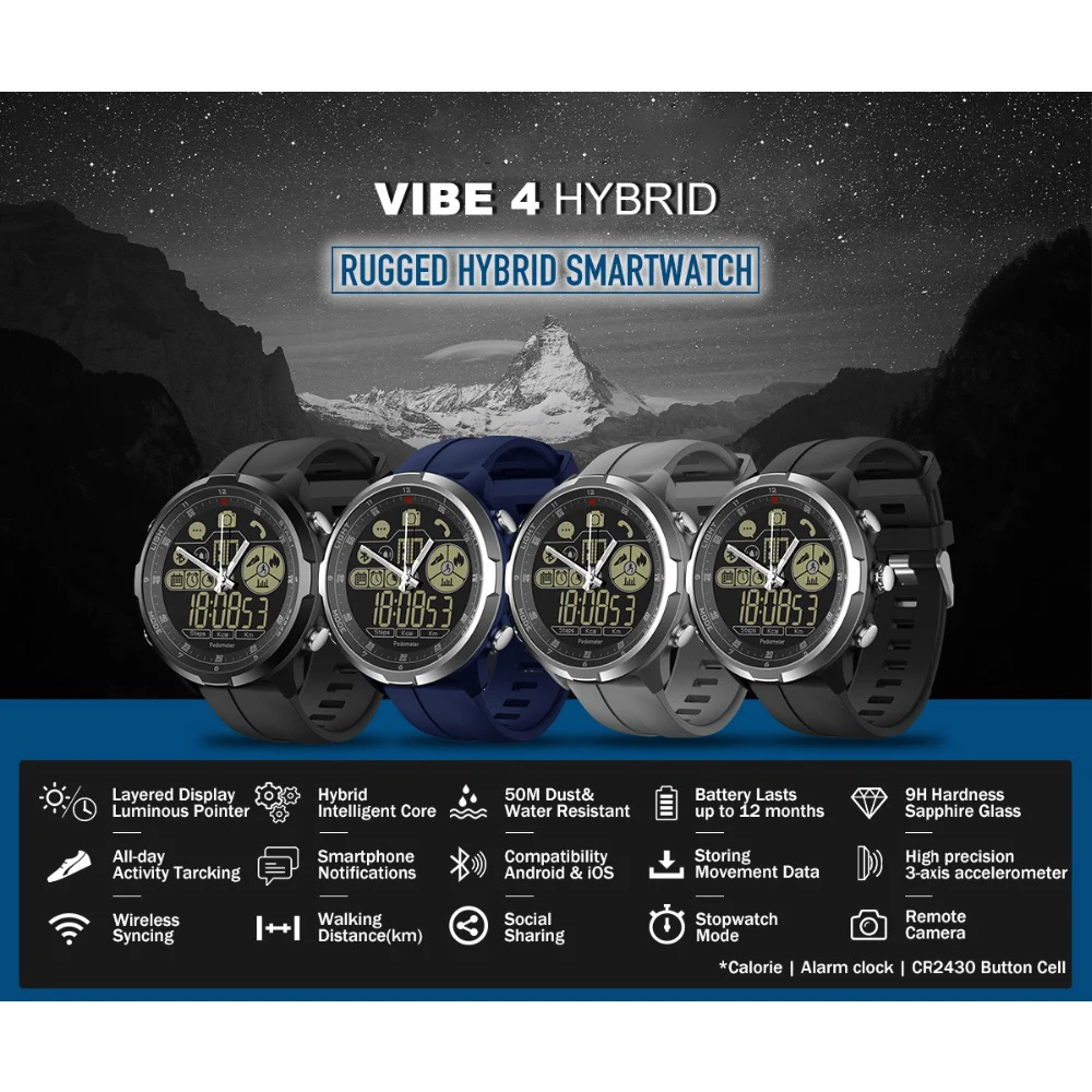 ZEBLAZE VIBE 4 гибридные умные часы с удаленной камерой Смарт-часы для мужчин 1 шт. |