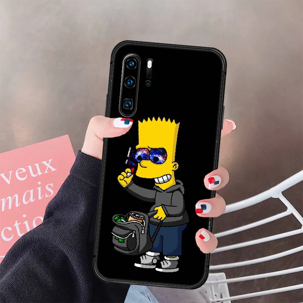 

Cute Funny Homer J Simpson Phone Case Cover Hull For Huawei P8 P9 P10 P20 P30 P40 Lite Pro Plus Smart Z 2019 black Cell Silicone