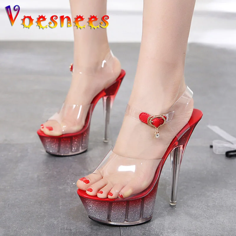 2021 New Women Night Club Steel Tube Dancing Sandals Transparent PVC Crystal Bottom Waterproof Platform Wedding High Heel Shoes | Обувь