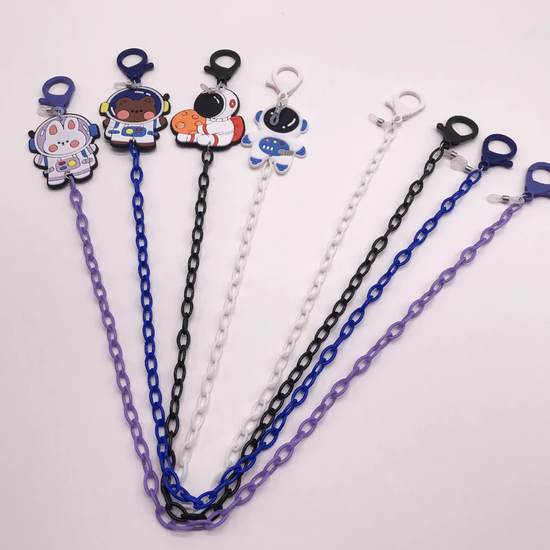 

New Cartoon Spaceman Spaceship Pendant Acrylic Mask Hanging Rope Glasses Chain For Children Astronaut Non-slip Masks Lanyard