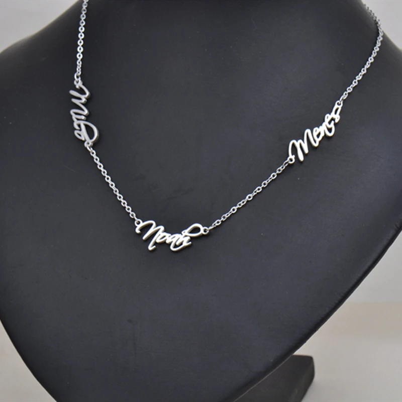Ожерелье с тремя именами на заказ персонализированное колье из нержавеющей