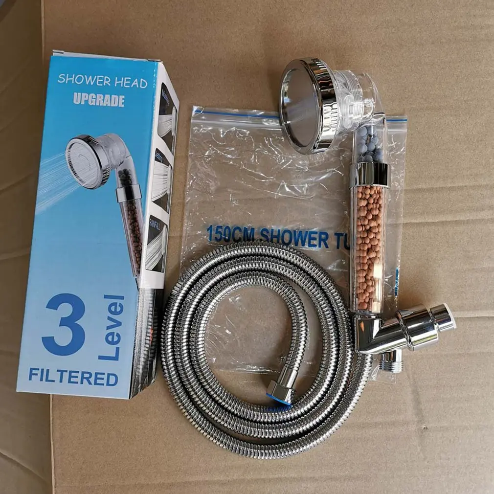 

Bathroom 3-Function SPA shower head with switch on/off button high Pressure Anion Filter Bath Head Water Saving Shower